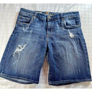 Kut From The Kloth Katy Boyfriend Shorts Size 10 Distressed Denim Blue Mid Rise